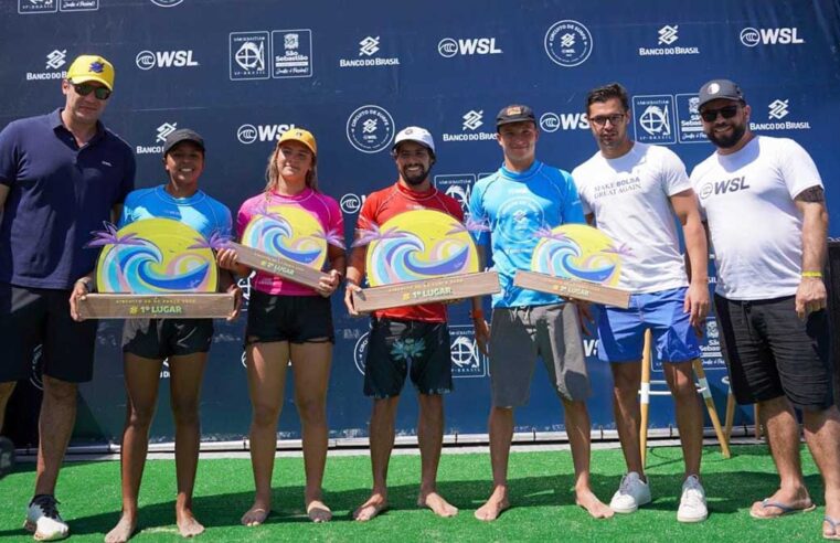 Ian Gouveia e Arena Rodriguez vencem etapa do Circuito Banco do Brasil de Surfe em Maresias, São Sebastião