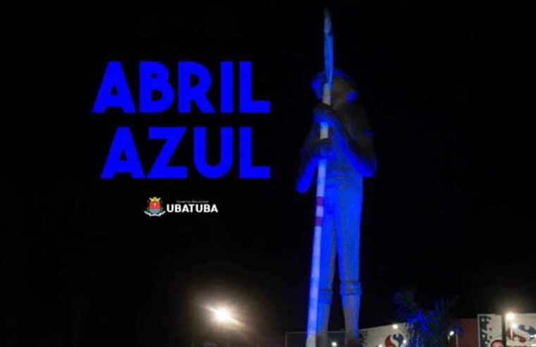 Abril azul: Ubatuba ilumina monumento para conscientizar sobre autismo